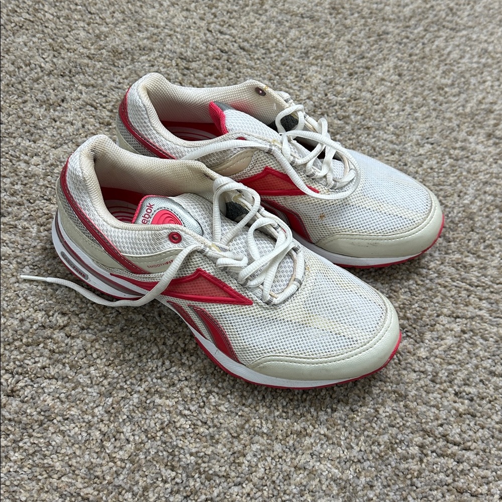 Reebok White and Pink Mesh Sneakers